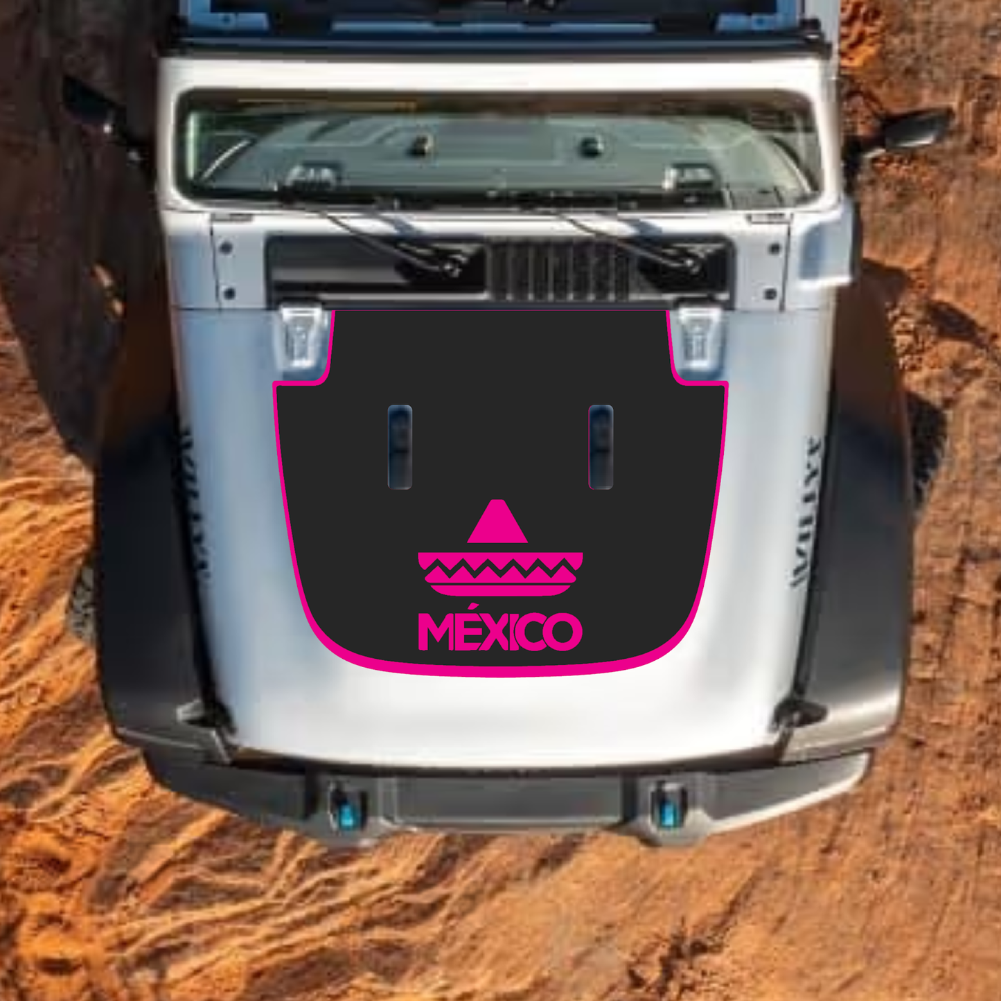 CarCode hood decal for Jeep Wrangler JL, JLU, Gladiator JT, standard hood, 2018+ style #40, black graphic design