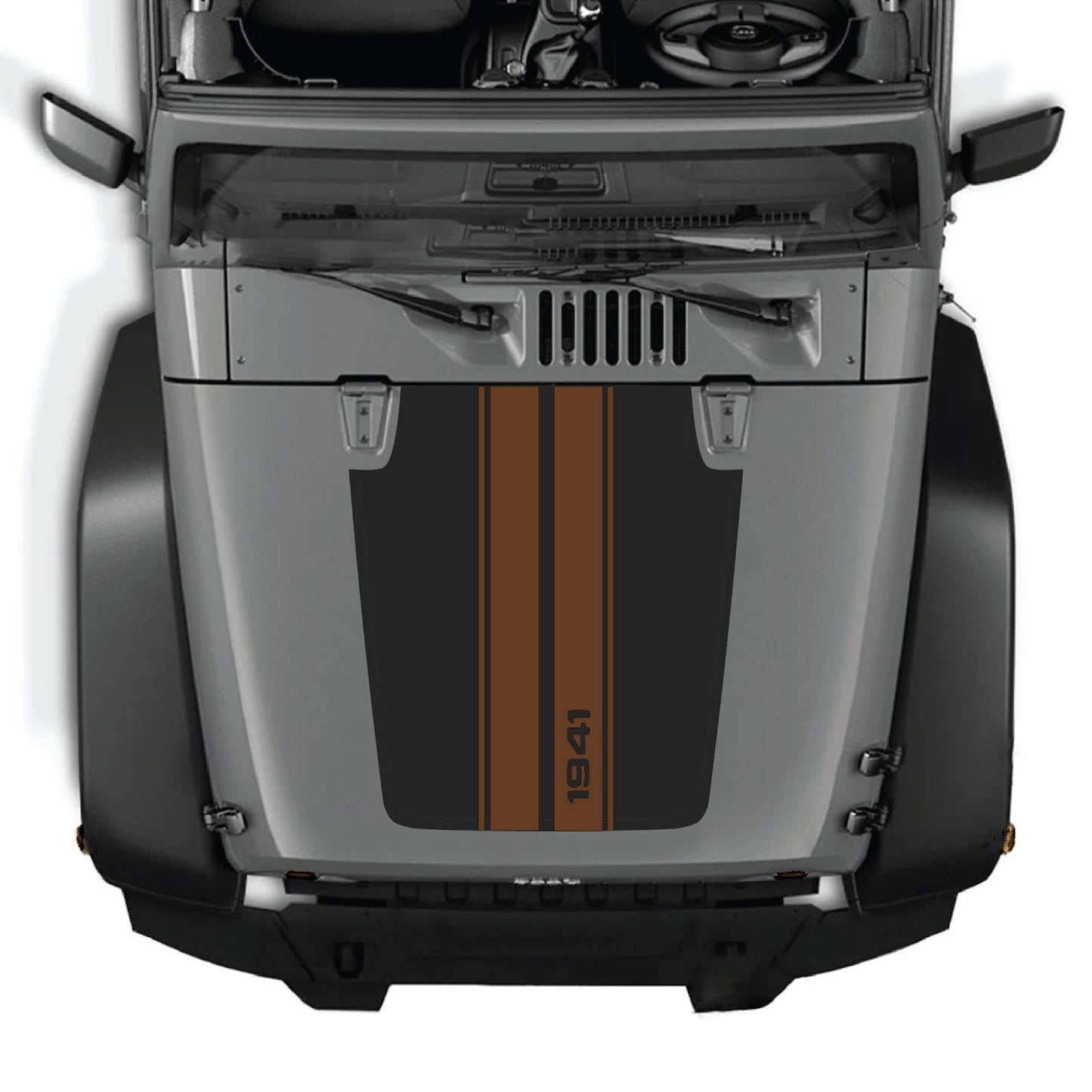 CarCode hood decal for Jeep Wrangler JK/JKU 2007-2018, Style #01, featuring a bold graphic design on the vehicle's hood.