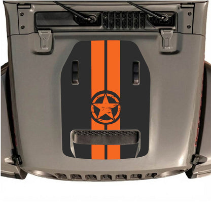 CarCode hood decal for Jeep Wrangler JL/JLU Rubicon 392 and JT Gladiator Mojave 2020-2026, style #10, shown on vehicle hood.