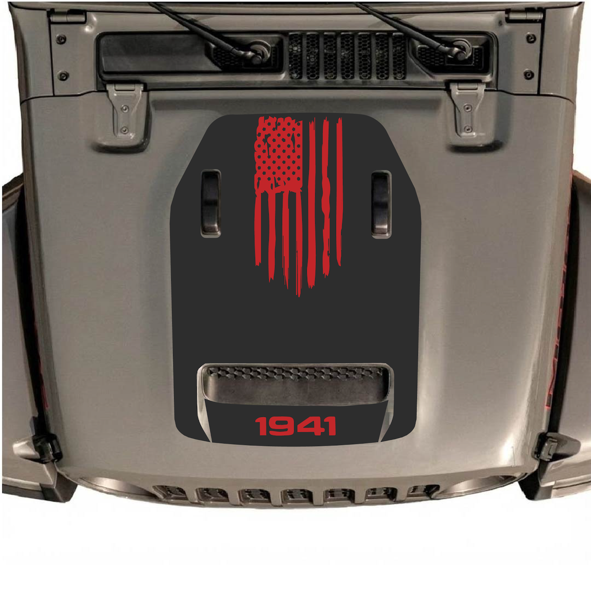 CarCode autocollant de capot pour Jeep Wrangler JL/JLU Rubicon 392 et JT Gladiator Mojave 2020-2026, design graphique noir élégant.
