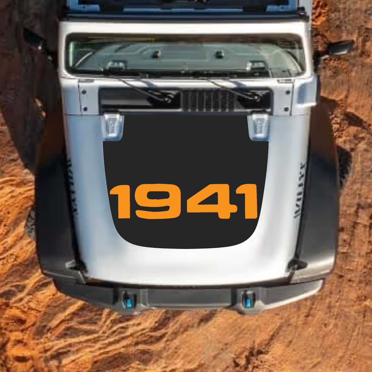 CarCode hood decal for Jeep Wrangler JL and Gladiator JT, stylish standard hood decal in style #04, fits 2018+ models.