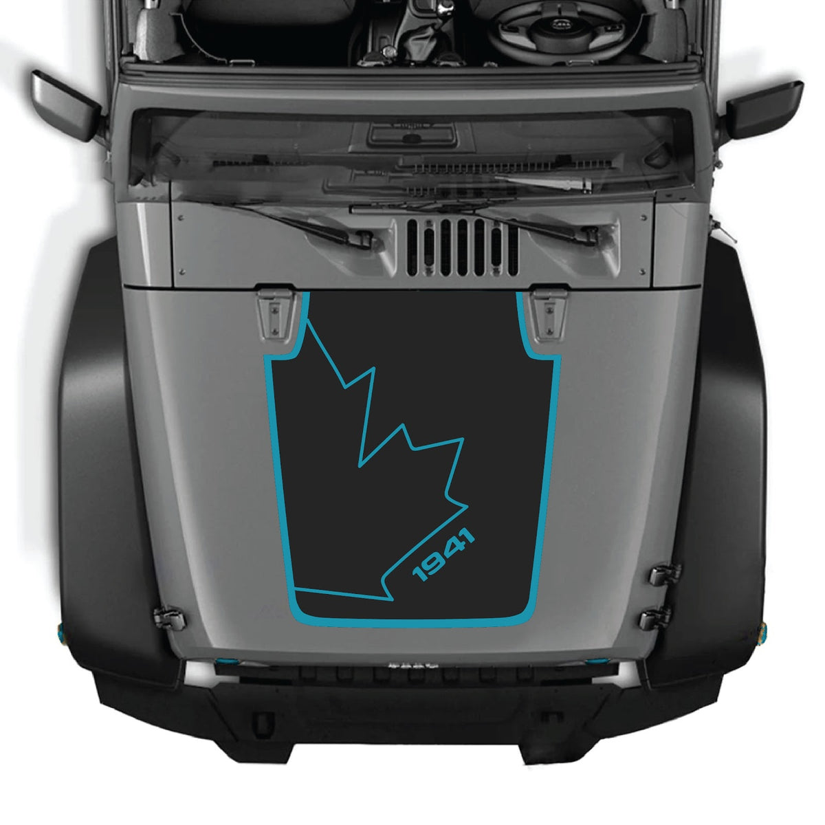 CarCode hood decal for Jeep Wrangler JK/JKU 2007-2018, style #16, featuring bold graphic design on vehicle's hood.