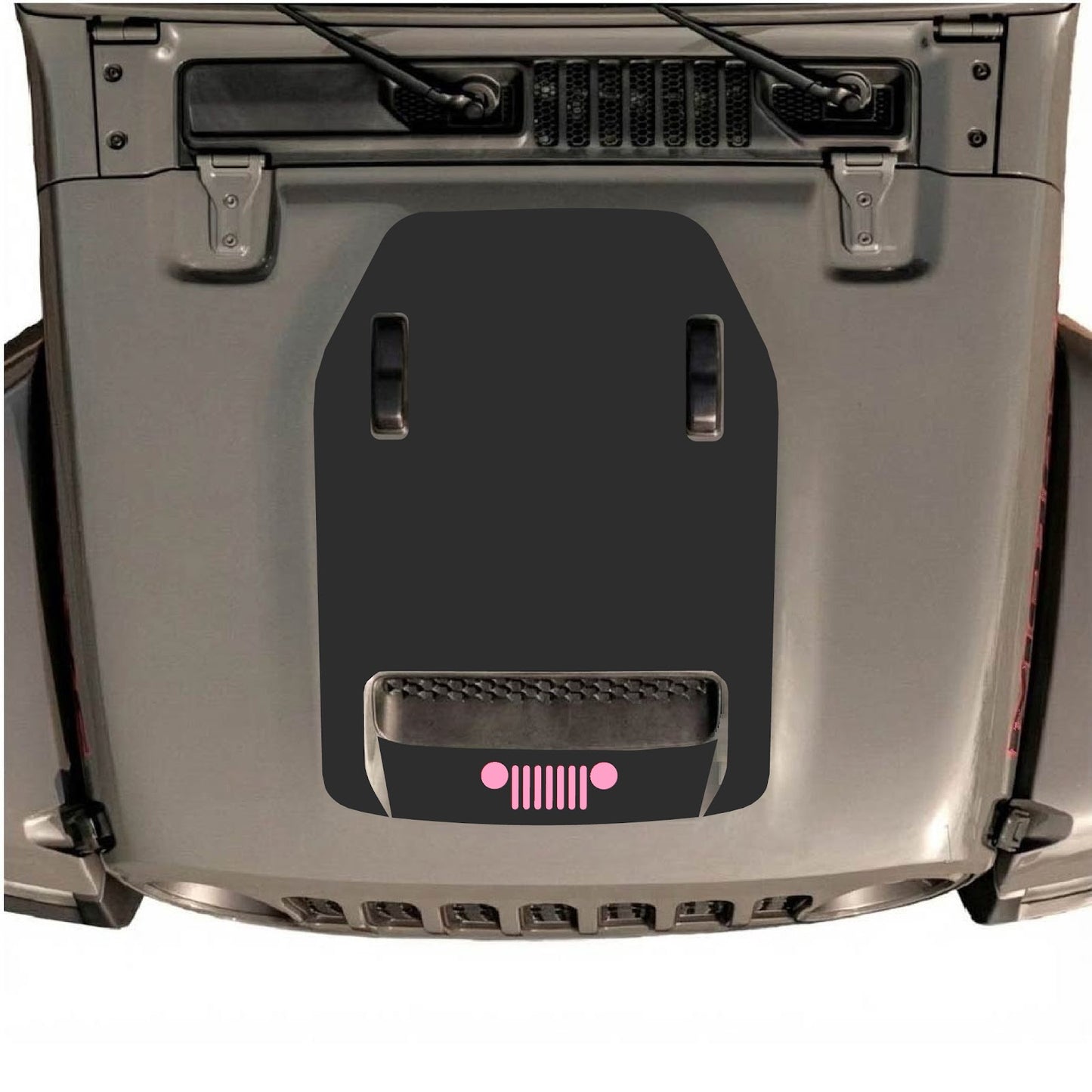 CarCode hood decal for Jeep Wrangler JL/JLU Rubicon 392 and JT Gladiator Mojave 2020-2026, style #62, black and gray design on hood