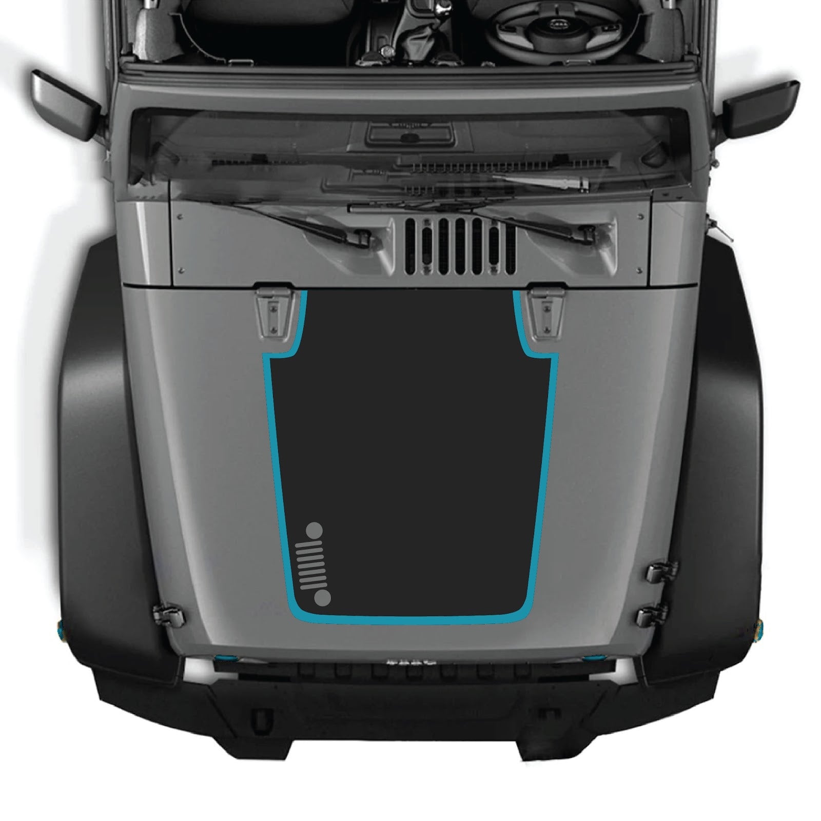 CarCode hood decal for Jeep Wrangler JK/JKU 2007-2018, style #81, featuring bold graphic design on the vehicle's hood.