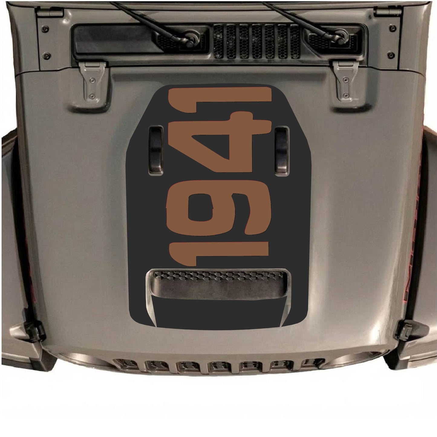 CarCode hood decal for Jeep Wrangler JL/JLU Rubicon 392 and JT Gladiator Mojave 2020-2026, style #02, with bold graphic design.