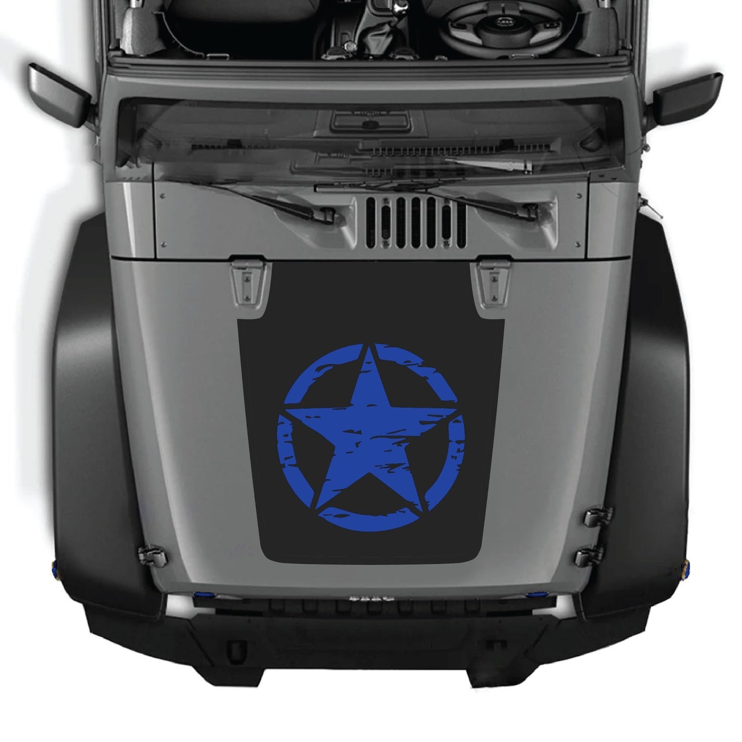 CarCode hood decal for Jeep Wrangler JK/JKU 2007-2018, style #25, black and white graphic design on the vehicle's hood.