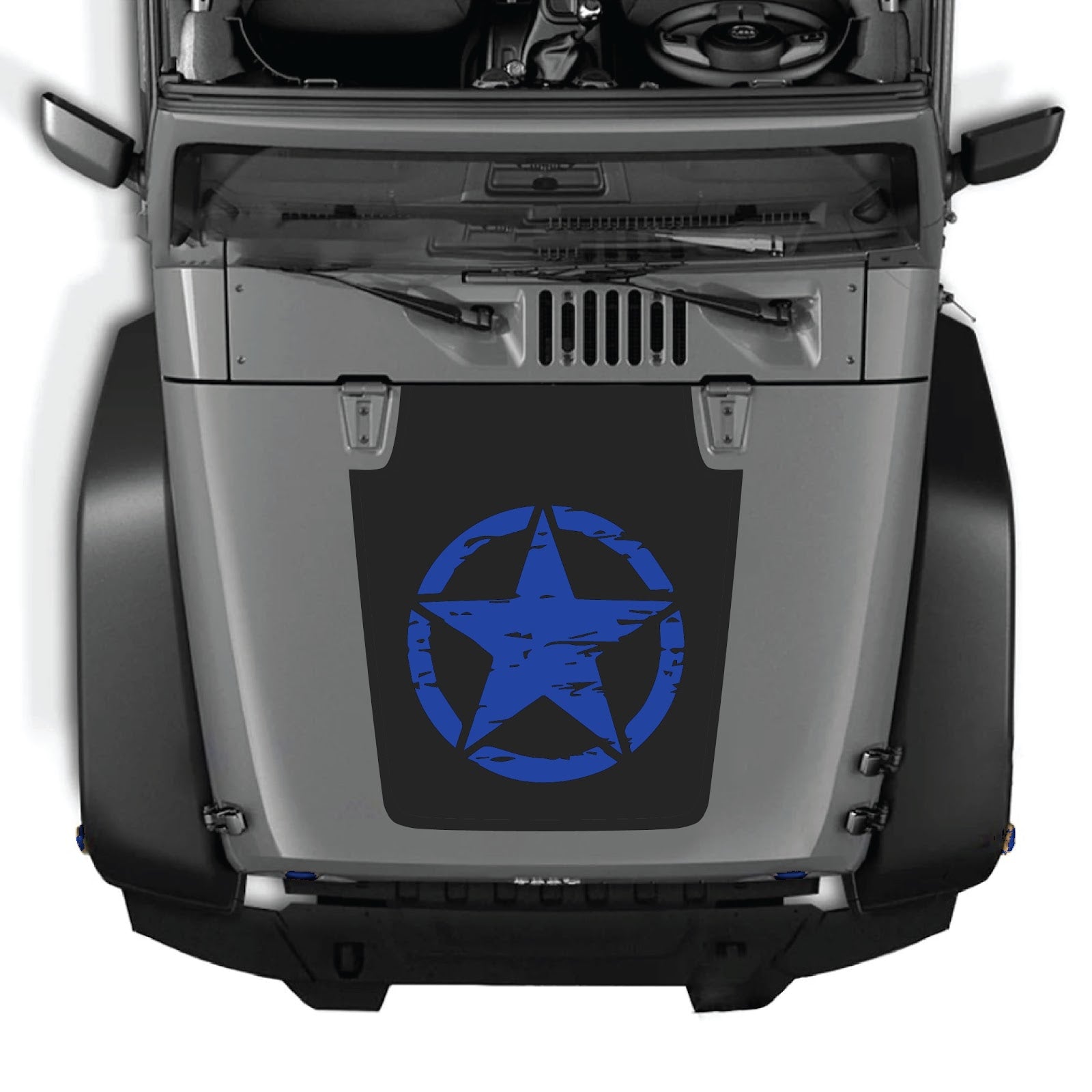 CarCode hood decal for Jeep Wrangler JK/JKU 2007-2018, style #25, black and white graphic design on the vehicle's hood.