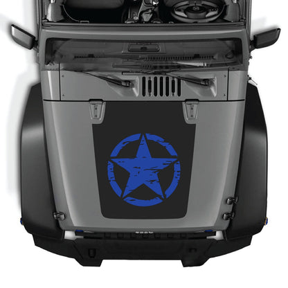 CarCode hood decal for Jeep Wrangler JK/JKU 2007-2018, style #25, black and white graphic design on the vehicle's hood.