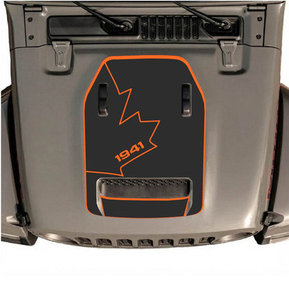 CarCode hood decal for Jeep Wrangler JL/JLU Rubicon 392 and JT Gladiator Mojave, style #25, black and white graphic design on hood