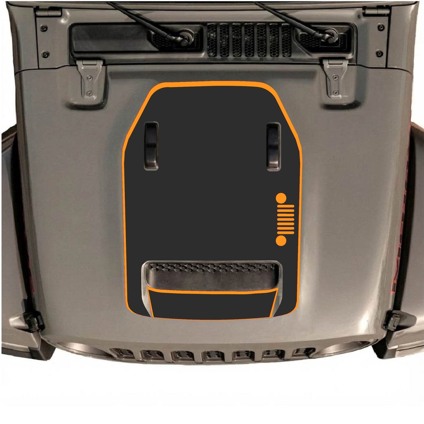 CarCode hood decal for Jeep Wrangler JL/JLU Rubicon 392 and JT Gladiator Mojave 2020-2026, style #57, shown on vehicle hood.