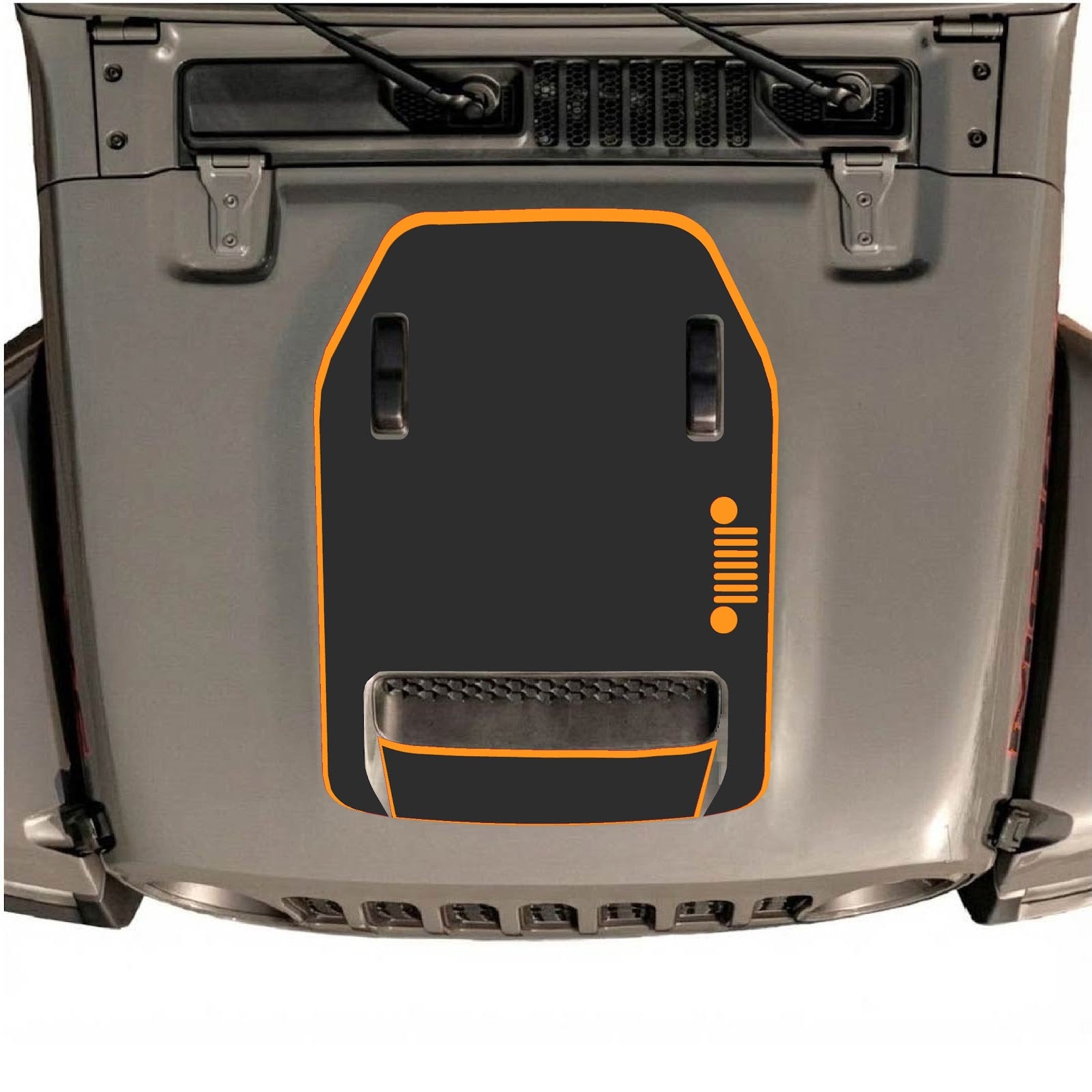 CarCode hood decal for Jeep Wrangler JL/JLU Rubicon 392 and JT Gladiator Mojave 2020-2026, style #57, shown on vehicle hood.