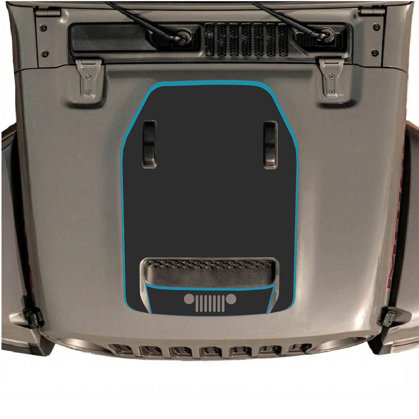 CarCode hood decal for Jeep Wrangler JL/JLU Rubicon 392 and Gladiator Mojave 2020-2026, style #99, shown on vehicle hood.