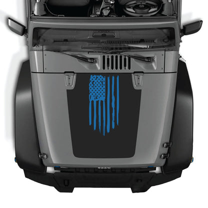 Jeep Wrangler JK/JKU hood decal by CarCode, Style #03, featuring a sleek black graphic design on the vehicle's hood.