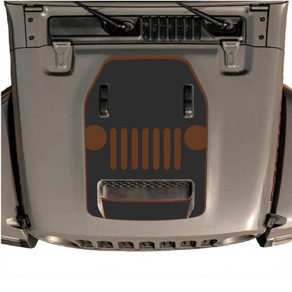 CarCode hood decal featuring style #03 for Jeep Wrangler JL/JLU Rubicon 392 and Jeep Gladiator Mojave 2020-2026, shown on vehicle hood.