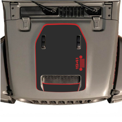 CarCode hood decal for Jeep Wrangler JL/JLU Rubicon 392 and JT Gladiator Mojave 2020-2026, style #55, shown on vehicle hood