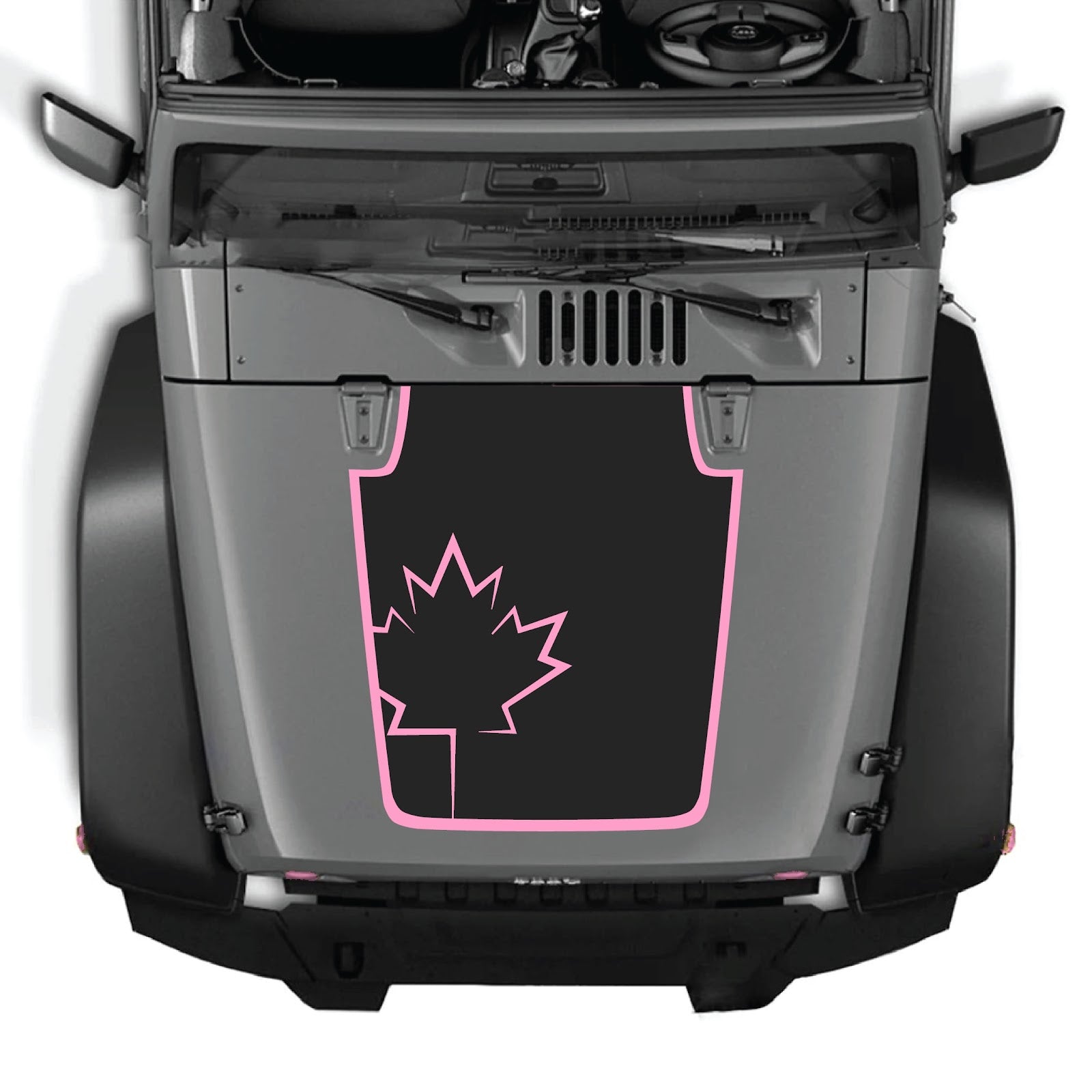 Jeep Wrangler JK/JKU hood decal by CarCode, style #17, black and gray graphic design on vehicle hood.