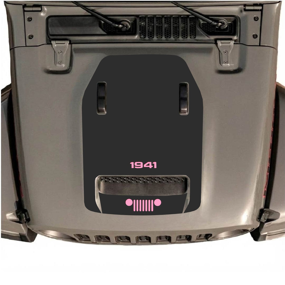 Jeep Wrangler JL/JLU Rubicon 392 and Gladiator Mojave hood decal by CarCode, style #60, featuring bold design on vehicle hood