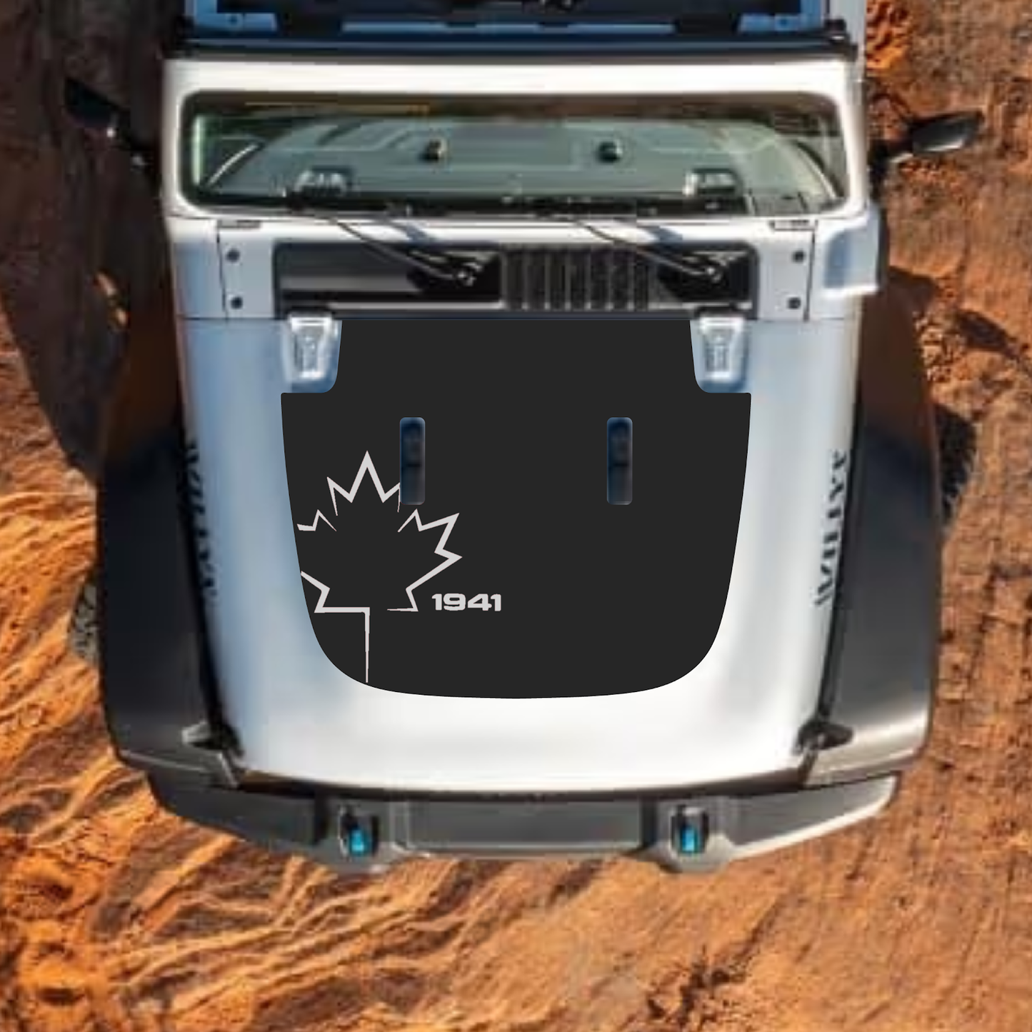 CarCode hood decal for Jeep Wrangler JL and Gladiator JT, stylish sticker design for 2018+ Jeep models.