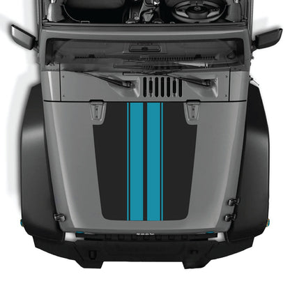 CarCode hood decal for Jeep Wrangler JK/JKU 2007-2018, Style #43, featuring bold black and white graphic design on vehicle hood
