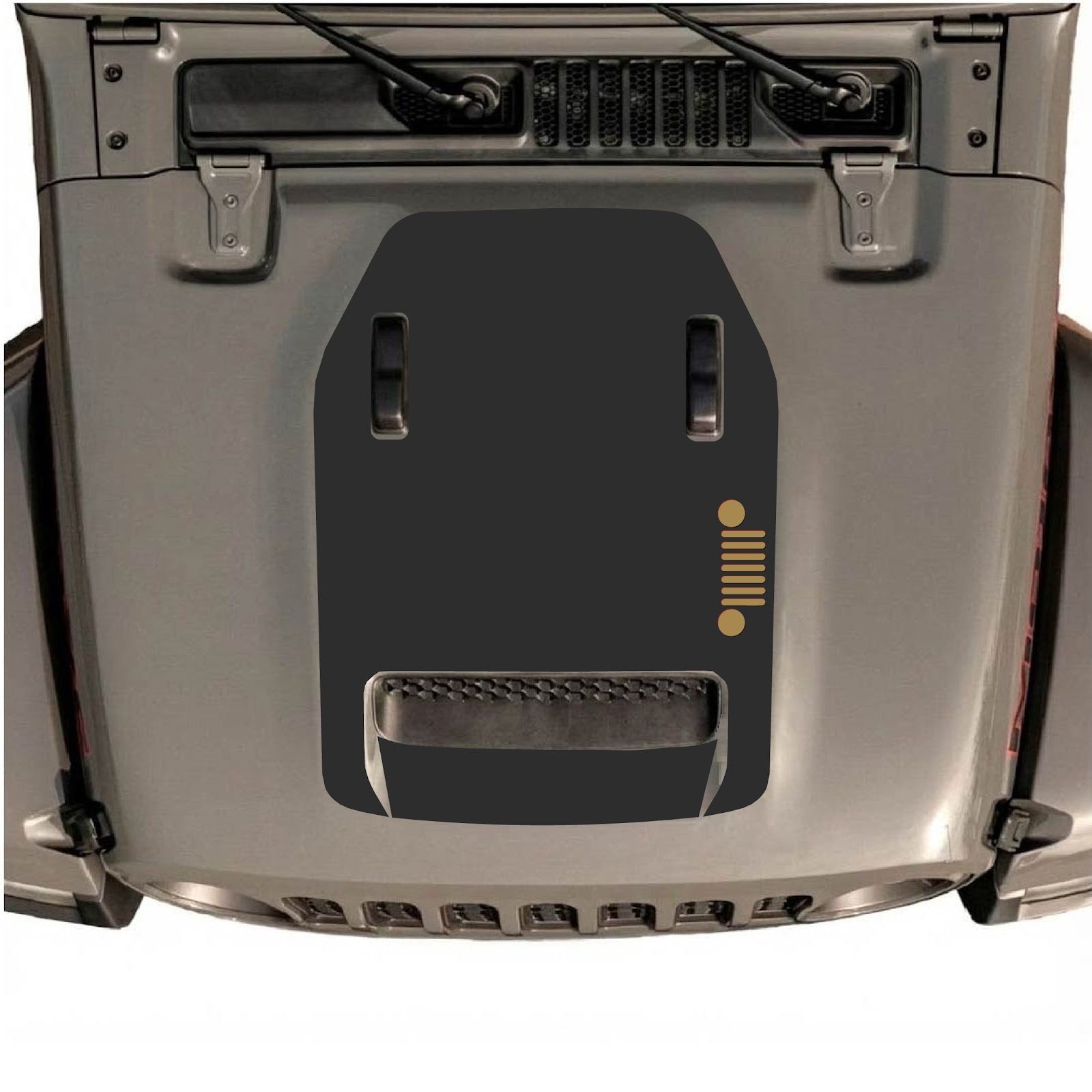 CarCode hood decal for Jeep Wrangler JL/JLU Rubicon 392 and JT Gladiator Mojave 2020-2026, style #58, applied to vehicle hood.