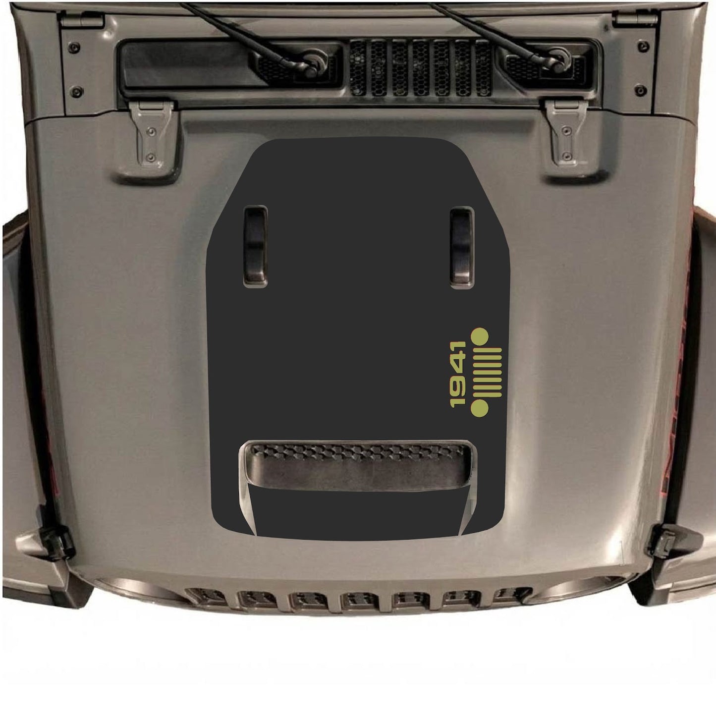 CarCode hood decal for Jeep Wrangler JL/JLU Rubicon 392 and JT Gladiator Mojave 2020-2026, stylish hood graphic design.
