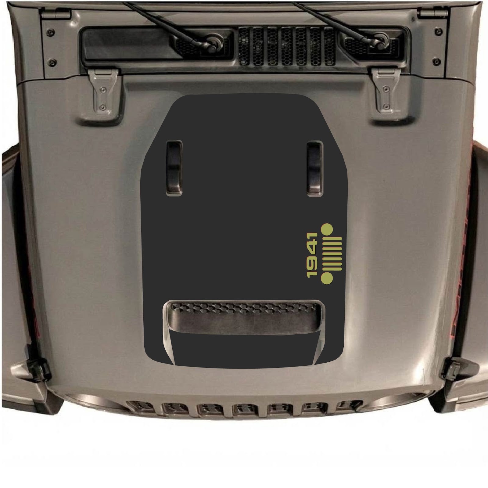 CarCode hood decal for Jeep Wrangler JL/JLU Rubicon 392 and JT Gladiator Mojave 2020-2026, stylish hood graphic design.