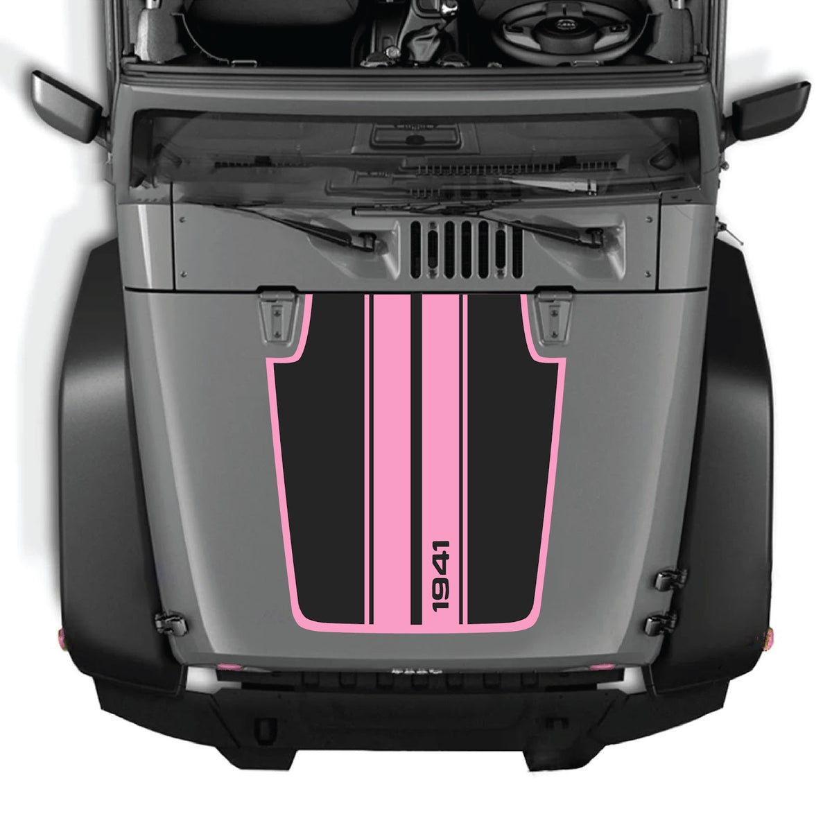 CarCode hood decal for Jeep Wrangler JK/JKU 2007-2018, Style #02, featuring a sleek, custom design on the vehicle's hood.