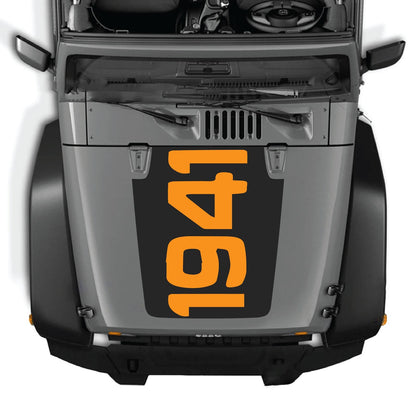 CarCode Jeep Wrangler JK hood decal Style #48, black and gray graphic sticker for 2007-2018 Jeep JK and JKU models.
