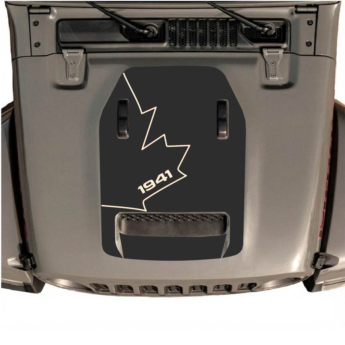 CarCode hood decal for Jeep Wrangler JL/JLU Rubicon 392 and JT Gladiator Mojave 2020-2026, style #26, visible on vehicle hood.