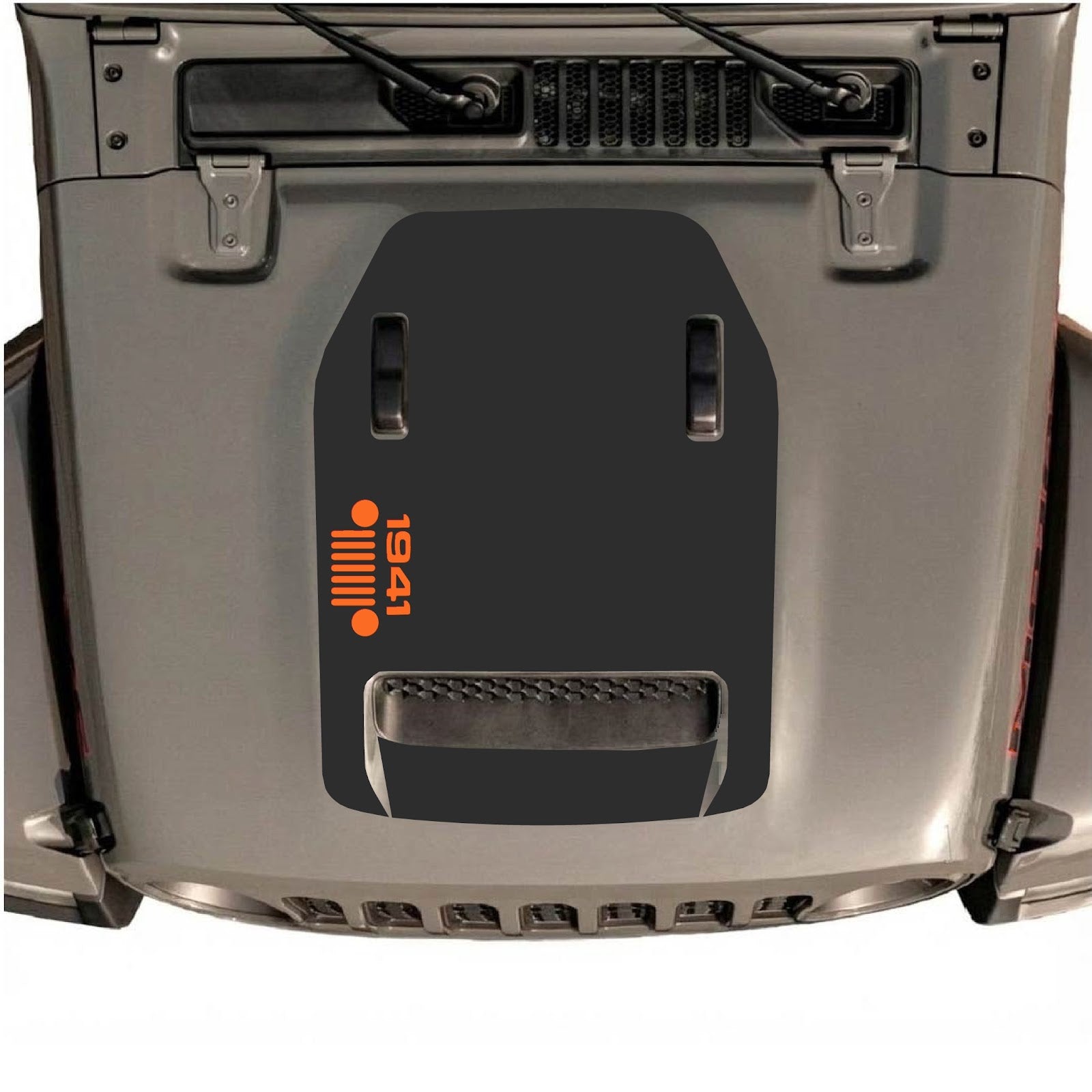 CarCode hood decal for Jeep Wrangler JL/JLU Rubicon 392 and JT Gladiator Mojave 2020-2026, style #52, shown on vehicle hood
