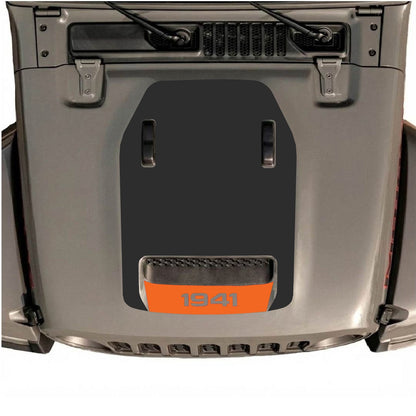 CarCode Jeep Wrangler JL/JLU Rubicon 392 and JT Gladiator Mojave hood decal with stylish design on a vehicle hood.