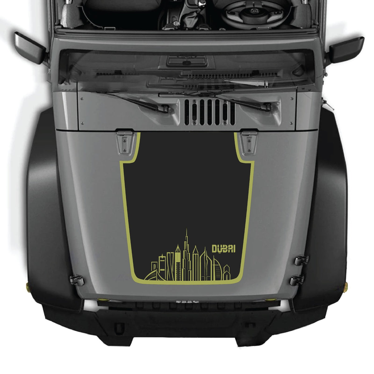 Jeep Wrangler JK hood decal by CarCode, style #24, black graphic sticker for 2007-2018 Jeep Wrangler JK/JKU