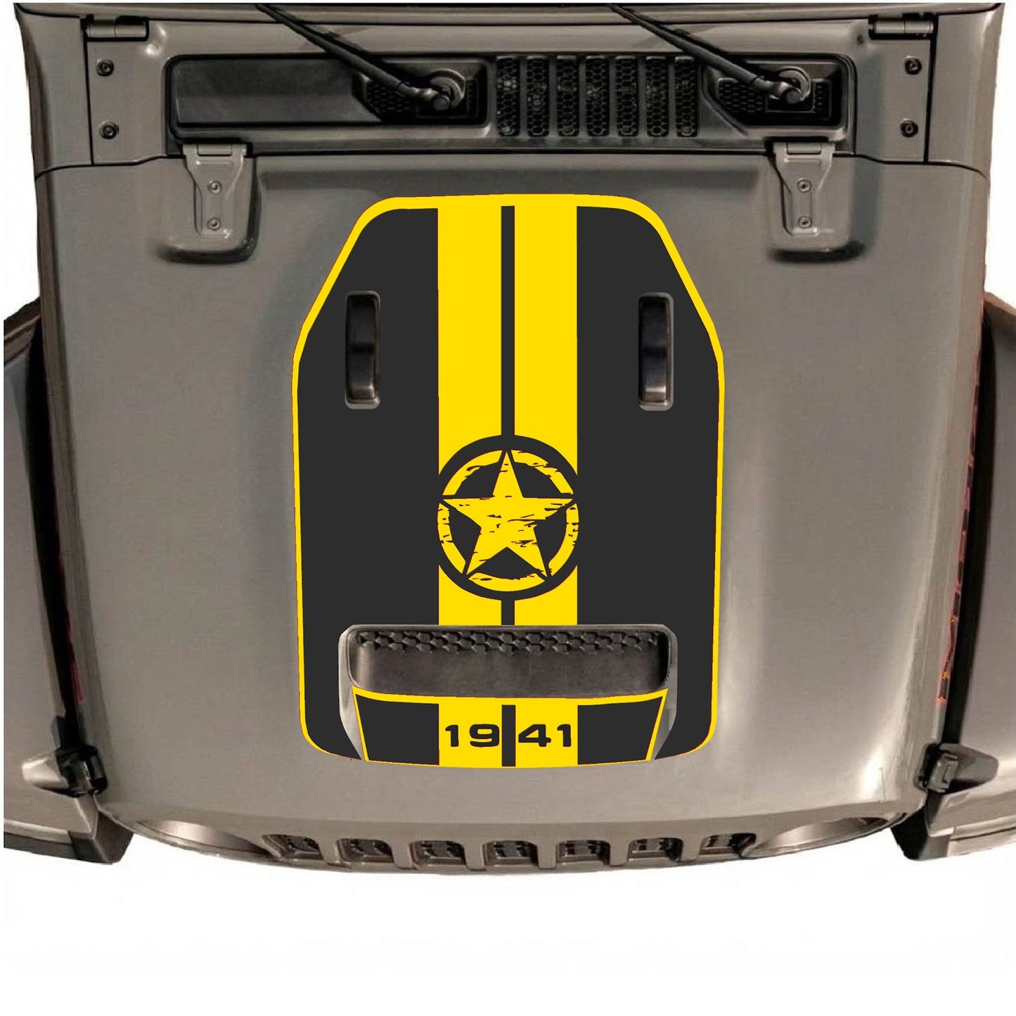 CarCode hood decal for Jeep Wrangler JL/JLU Rubicon 392 and JT Gladiator Mojave 2020-2026, style #05, shown on vehicle hood