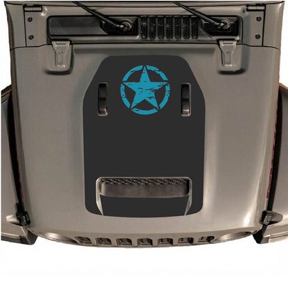 CarCode autocollant de capot pour Jeep Wrangler JL/JLU Rubicon 392 et JT Gladiator Mojave 2020-2026, style n°42, présenté sur le capot du véhicule.