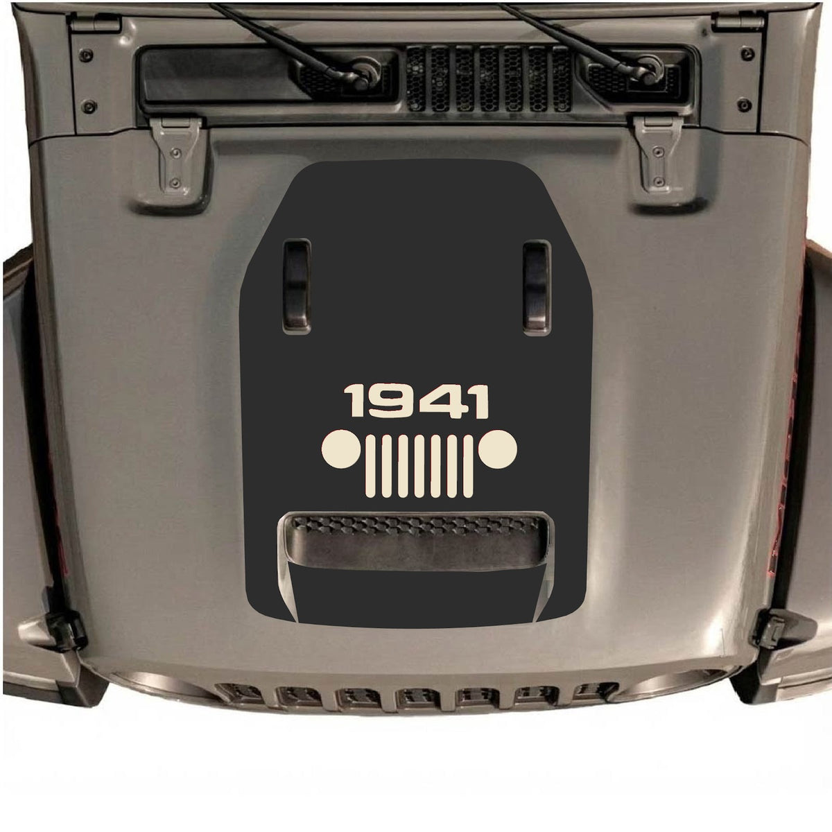 CarCode hood decal for Jeep Wrangler JL/JLU Rubicon 392 and JT Gladiator Mojave 2020-2026, stylish graphic design on the hood.