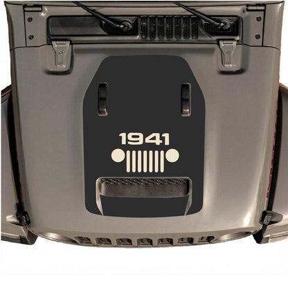 CarCode hood decal for Jeep Wrangler JL/JLU Rubicon 392 and JT Gladiator Mojave 2020-2026, stylish graphic design on the hood.