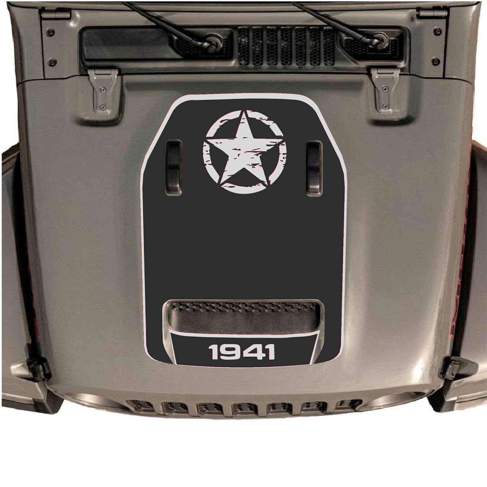 CarCode hood decal for Jeep Wrangler JL/JLU Rubicon 392 and JT Gladiator Mojave 2020-2026, style #39, shown on vehicle hood.