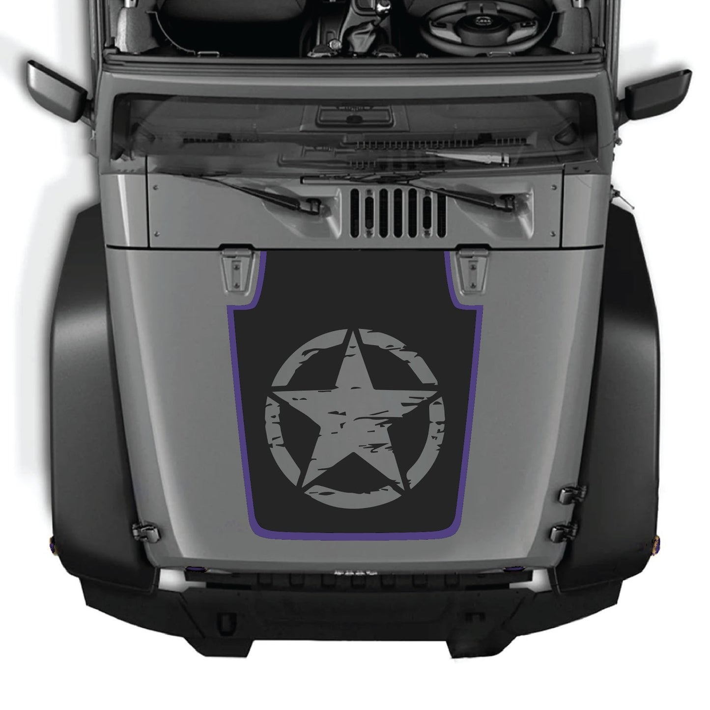 CarCode Jeep Wrangler JK/JKU hood decal in style #78, stylish black graphic design on the vehicle's hood.