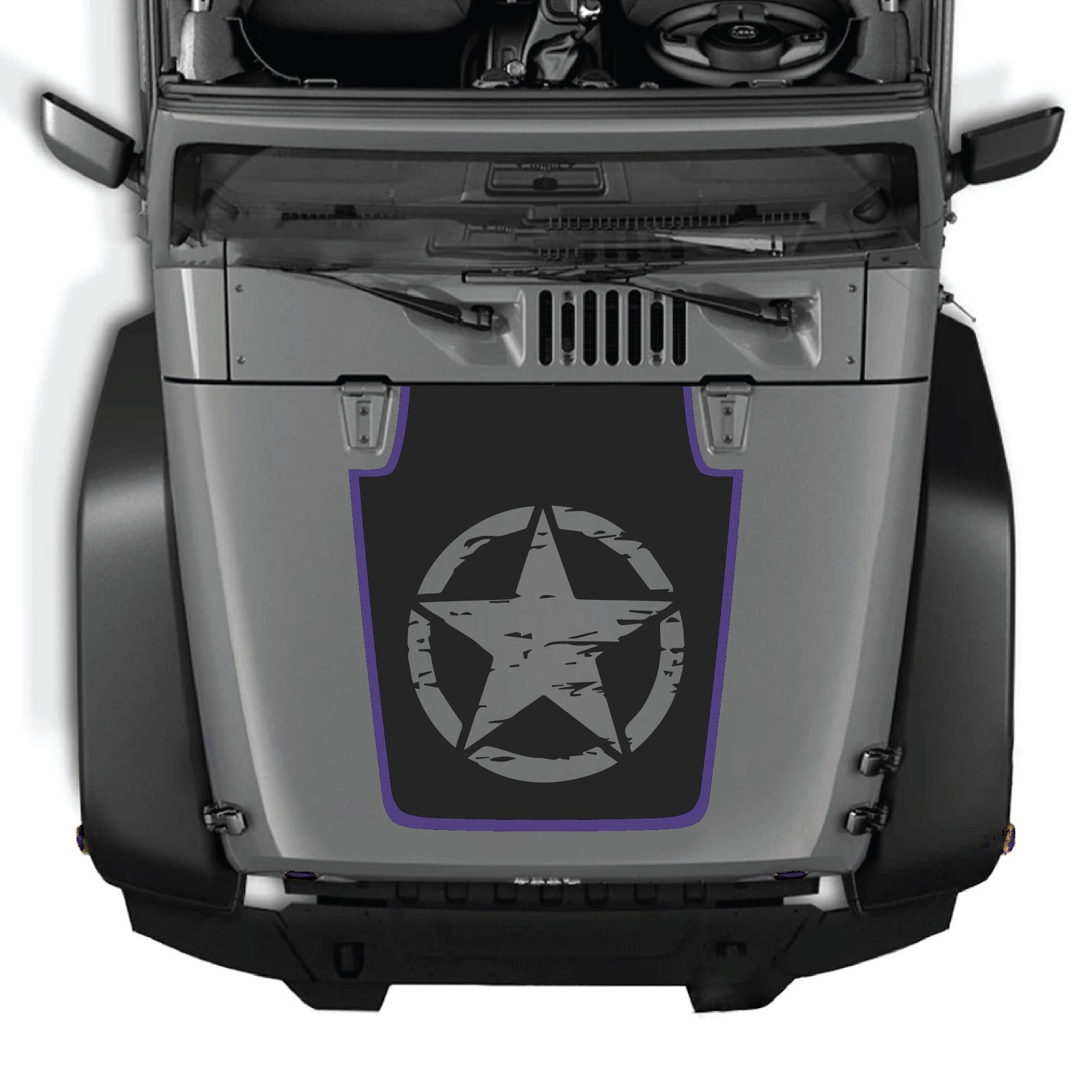 CarCode Jeep Wrangler JK/JKU hood decal in style #78, stylish black graphic design on the vehicle's hood.