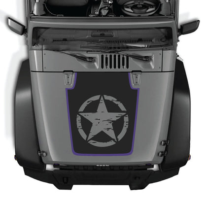 CarCode Jeep Wrangler JK/JKU hood decal in style #78, stylish black graphic design on the vehicle's hood.