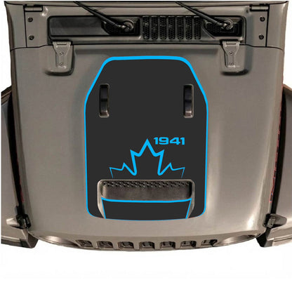 CarCode hood decal for Jeep Wrangler JL/JLU Rubicon 392 and Gladiator Mojave 2020-2026, style #17, visible on vehicle hood.