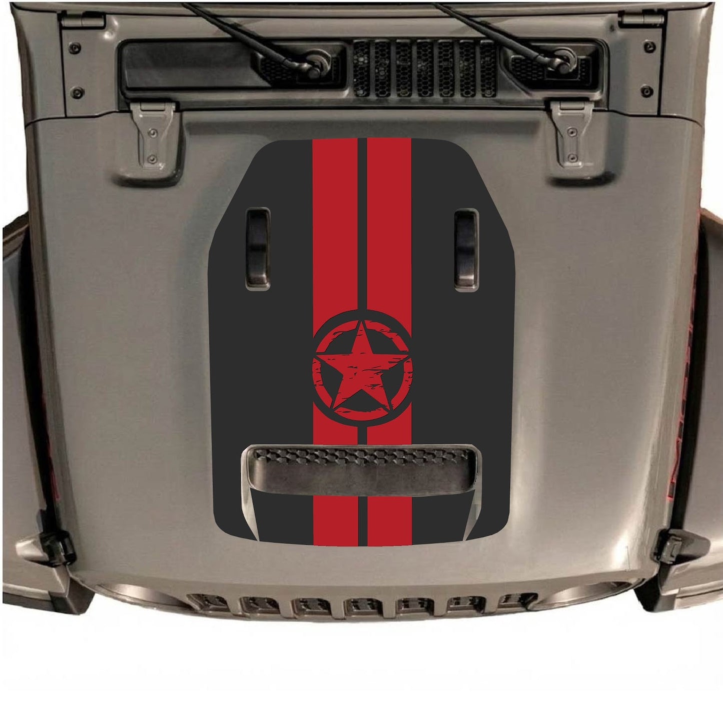 CarCode hood decal for Jeep Wrangler JL/JLU Rubicon 392 and JT Gladiator Mojave 2020-2026, Style #10, shown on vehicle hood.