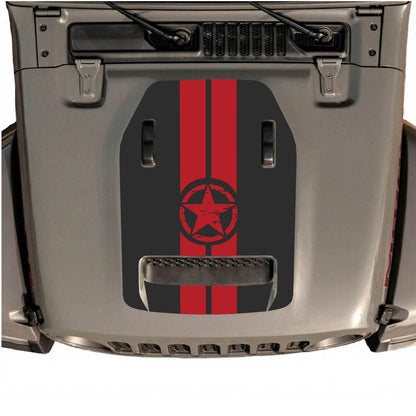 CarCode hood decal for Jeep Wrangler JL/JLU Rubicon 392 and JT Gladiator Mojave 2020-2026, Style #10, shown on vehicle hood.