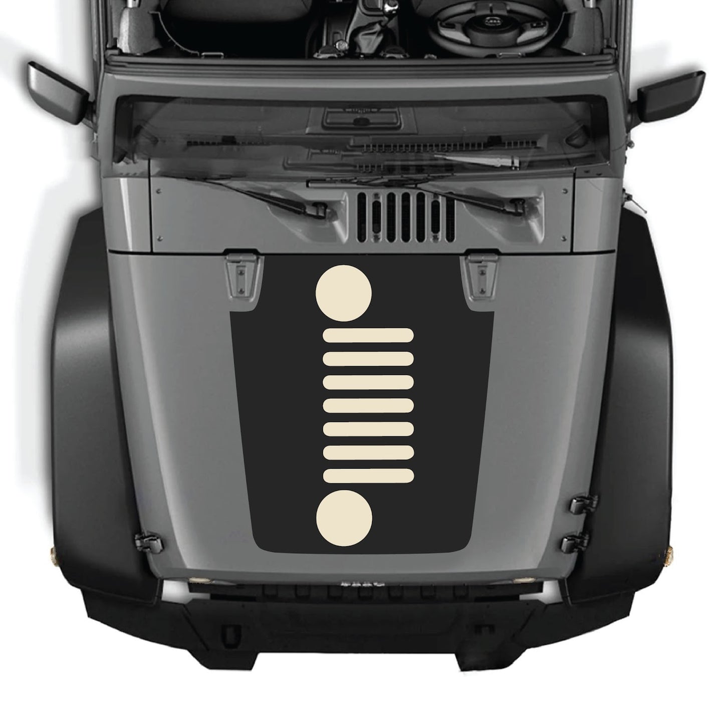 CarCode hood decal for Jeep Wrangler JK/JKU 2007-2018, style #51, featuring a bold graphic design on the vehicle's hood.