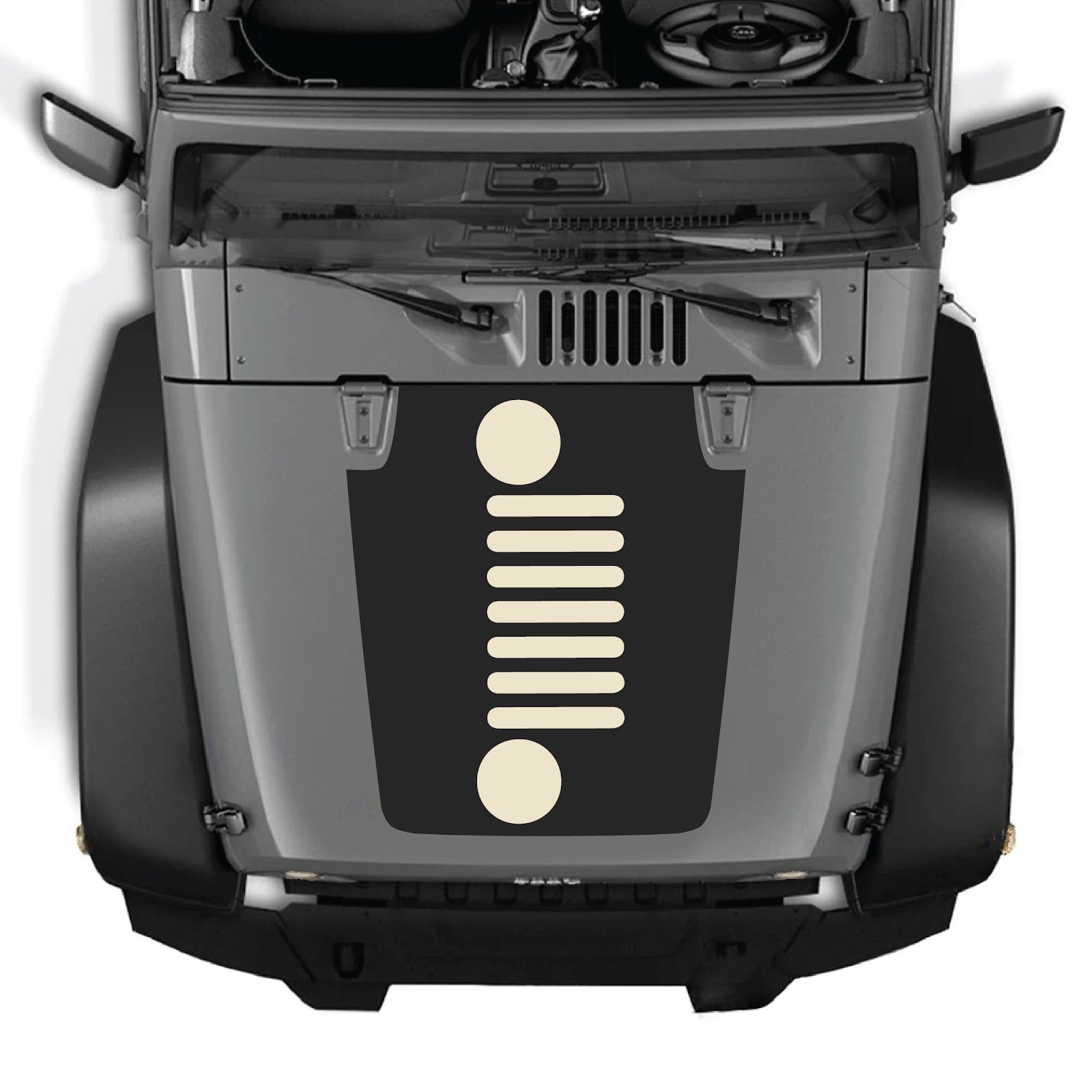 CarCode hood decal for Jeep Wrangler JK/JKU 2007-2018, style #51, featuring a bold graphic design on the vehicle's hood.