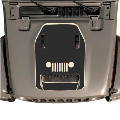 CarCode hood decal for Jeep Wrangler JL/JLU Rubicon 392 and JT Gladiator Mojave, style #49, in black and white graphic design.