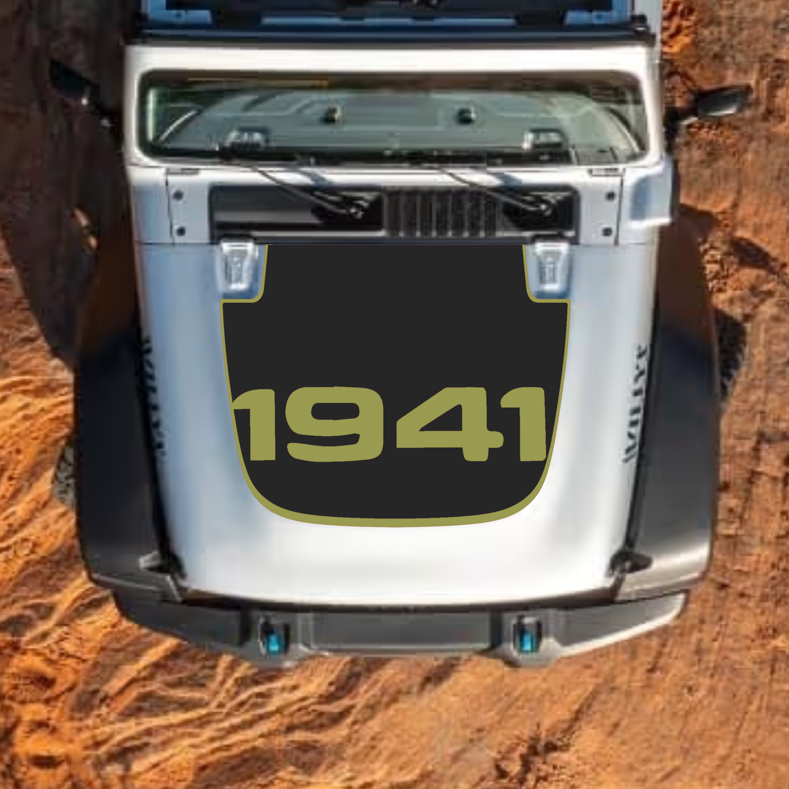 CarCode hood decal for Jeep Wrangler JL JLU Gladiator JT, stylish #55 design on standard hood, suitable for 2018+ models.