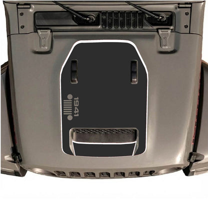CarCode hood decal for Jeep Wrangler JL/JLU Rubicon 392 and JT Gladiator Mojave 2020-2026, style #94, black and silver design.
