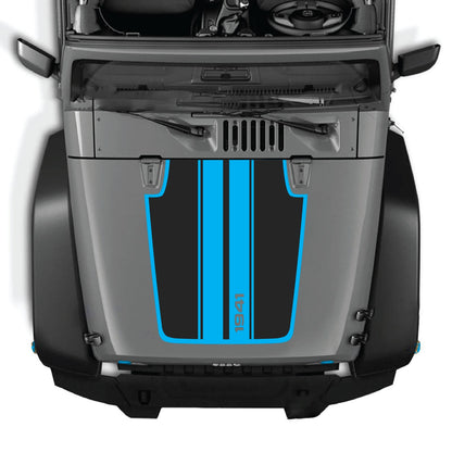 CarCode Jeep Wrangler JK/JKU hood decal, Style #66, black and white graphic design on the vehicle's hood.