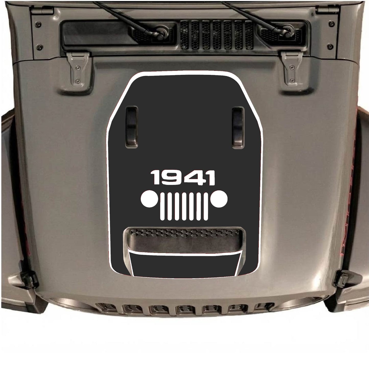 CarCode hood decal for Jeep Wrangler JL/JLU Rubicon 392 and JT Gladiator Mojave 2020-2026, stylish decal design on vehicle hood